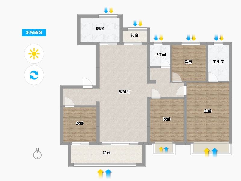 浙江省-宁波市-锦尚府-114.40-户型库-采光通风