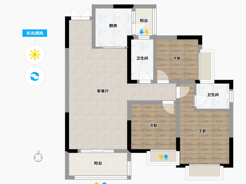 四川省-内江市-雄飞国际新城-94.40-户型库-采光通风