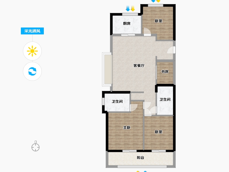 江苏省-无锡市-绿城诚园-105.00-户型库-采光通风