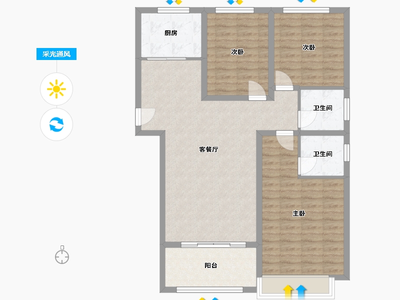 山东省-菏泽市-御龙湾-96.98-户型库-采光通风