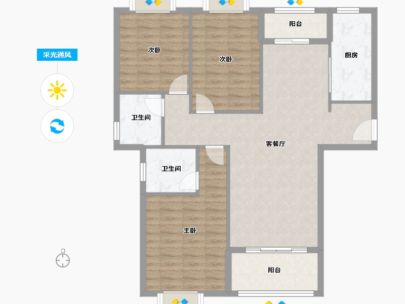 湖北省-天门市-金龙嘉苑-100.11-户型库-采光通风