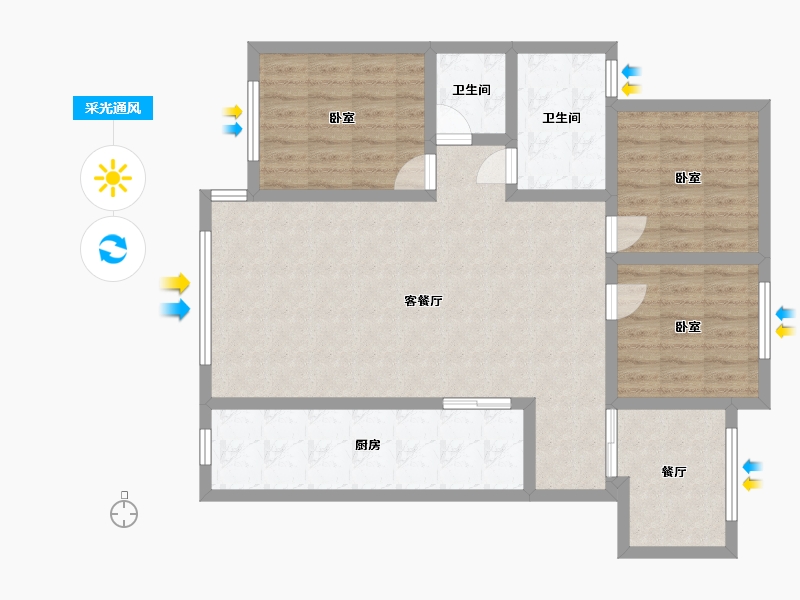 贵州省-六盘水市-岩脚新城-102.40-户型库-采光通风