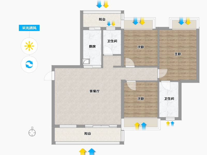 广西壮族自治区-南宁市-金耀御龙湾B区-88.00-户型库-采光通风