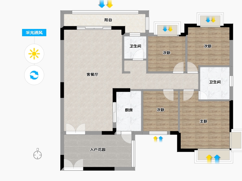 海南省-海口市-林海居-130.00-户型库-采光通风