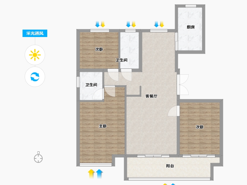 江苏省-淮安市-万郡泰和-113.00-户型库-采光通风