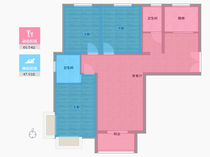 河南省-郑州市-登封市锦绣华庭-96.00-户型库-动静分区