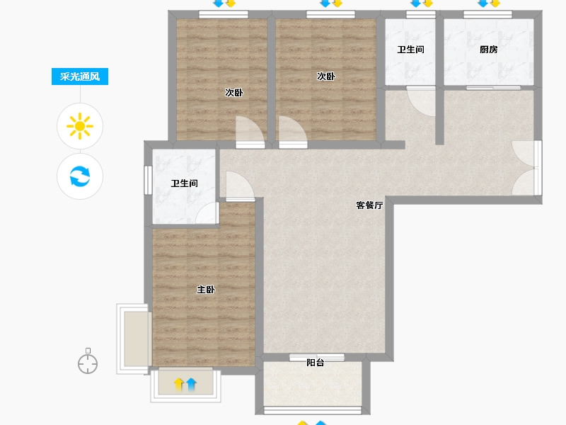 河南省-郑州市-登封市锦绣华庭-96.00-户型库-采光通风