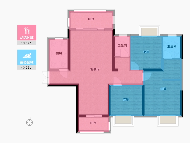 湖南省-岳阳市-天伦溪山府-95.09-户型库-动静分区