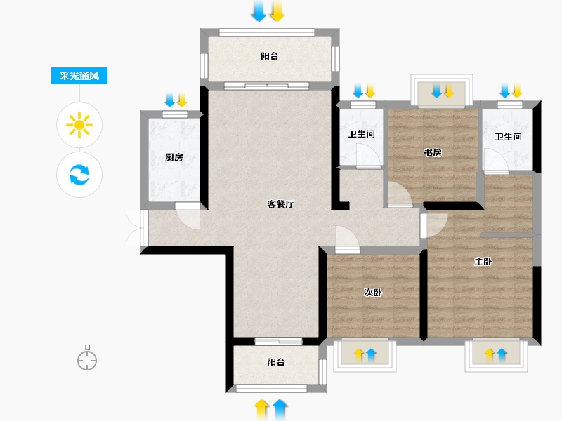 湖南省-岳阳市-天伦溪山府-95.09-户型库-采光通风