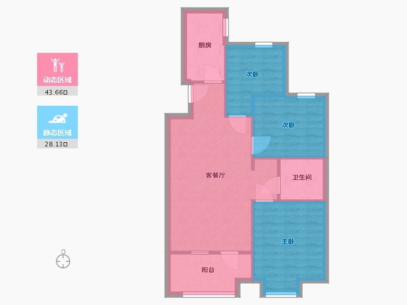 辽宁省-沈阳市-沈阳孔雀城英国宫-68.80-户型库-动静分区