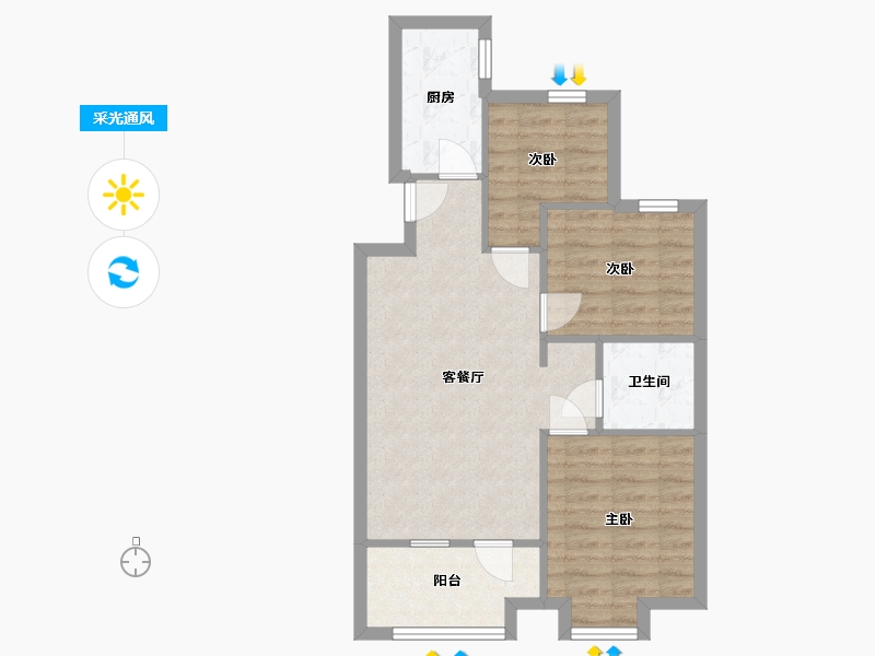 辽宁省-沈阳市-沈阳孔雀城英国宫-68.80-户型库-采光通风