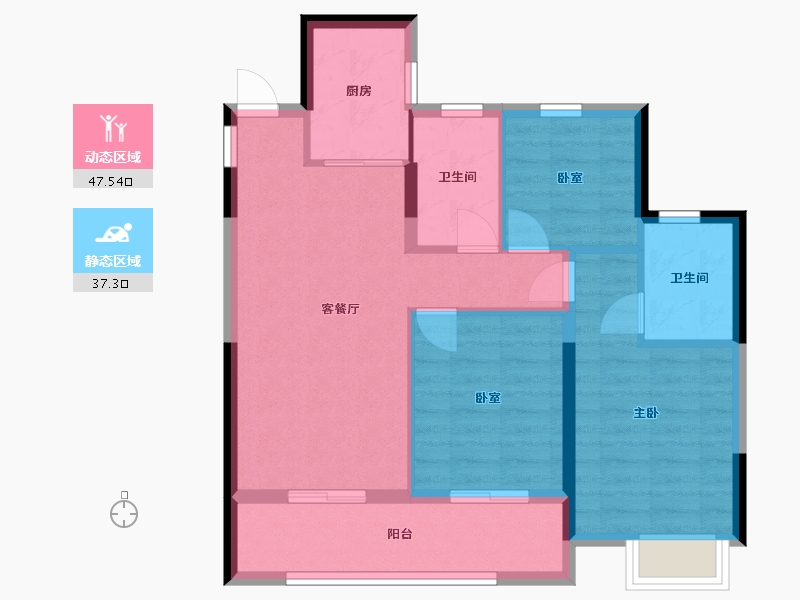 浙江省-台州市-时代玖著-80.80-户型库-动静分区