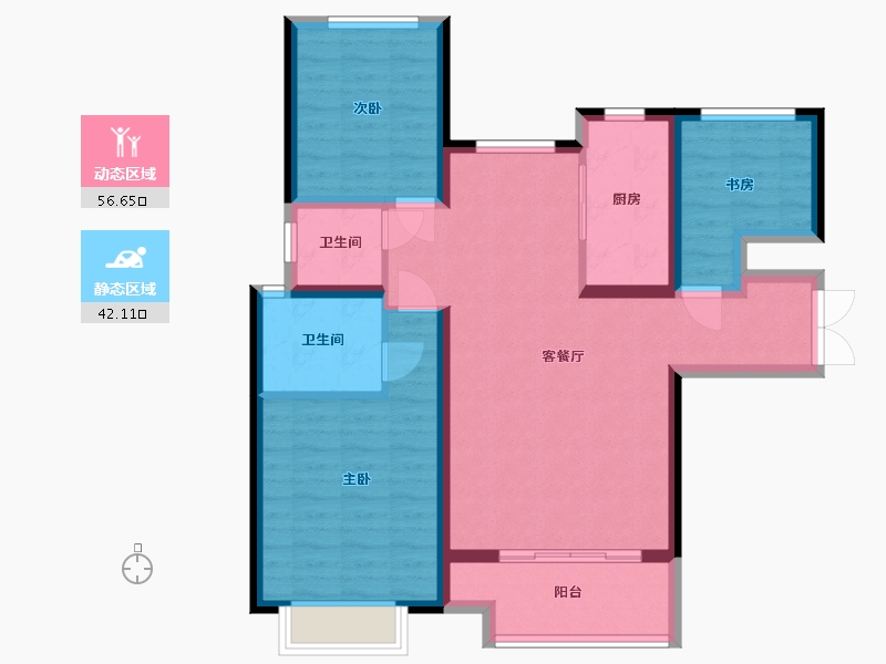 陕西省-西安市-翠景台-一期-99.26-户型库-动静分区