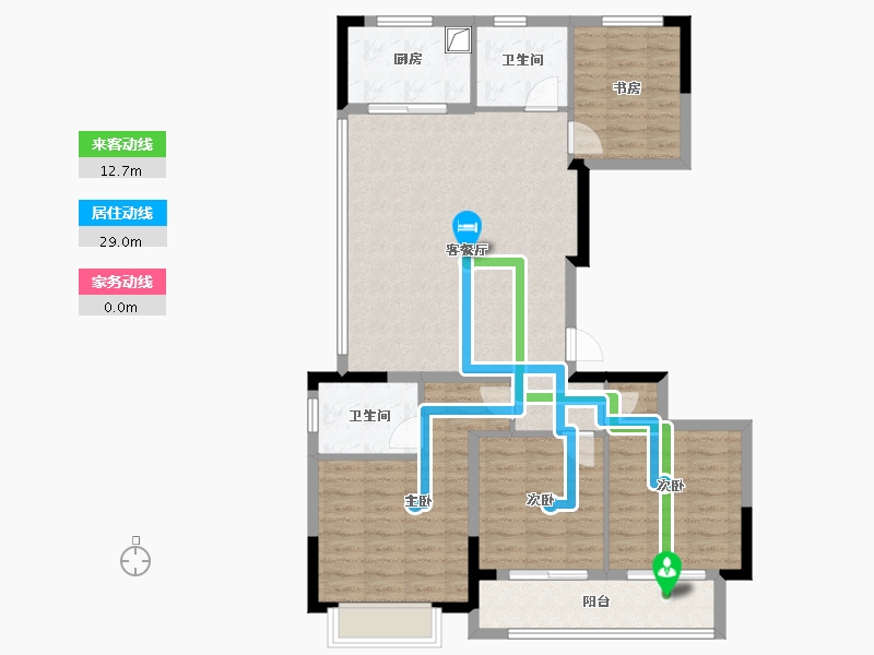 浙江省-金华市-金地湖塘月色-104.00-户型库-动静线