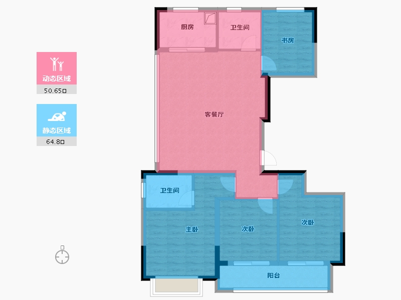 浙江省-金华市-金地湖塘月色-104.00-户型库-动静分区