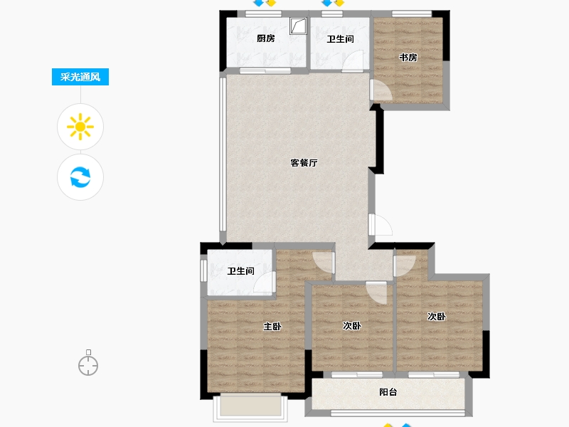 浙江省-金华市-金地湖塘月色-104.00-户型库-采光通风