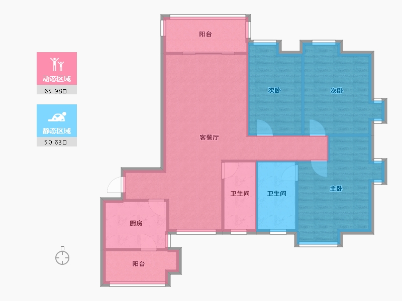 四川省-成都市-龙湖晶蓝半岛-B区-99.20-户型库-动静分区