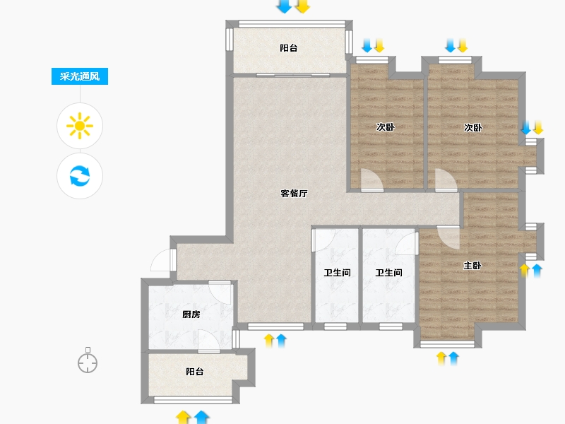 四川省-成都市-龙湖晶蓝半岛-B区-99.20-户型库-采光通风