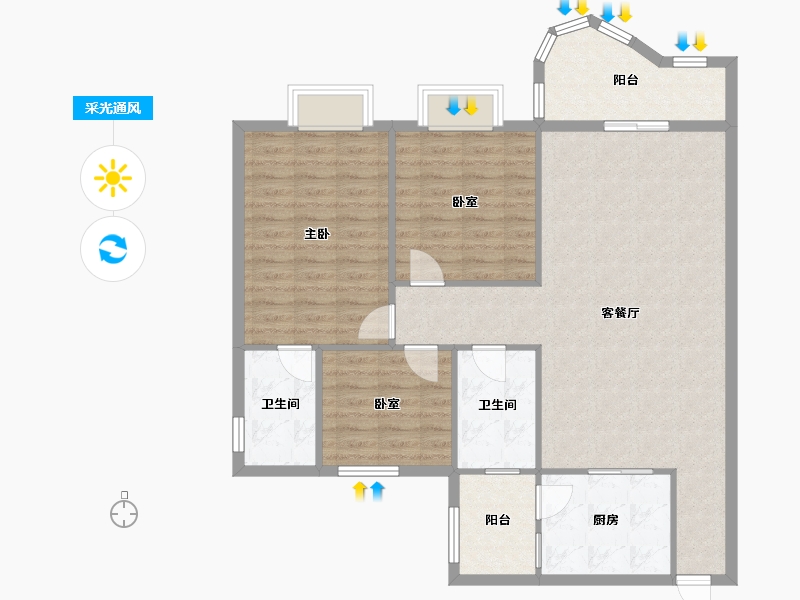 重庆-重庆市-学府居北-北苑-109.47-户型库-采光通风