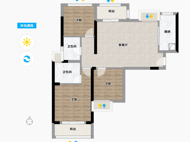 福建省-福州市-中铁城江督府-77.61-户型库-采光通风