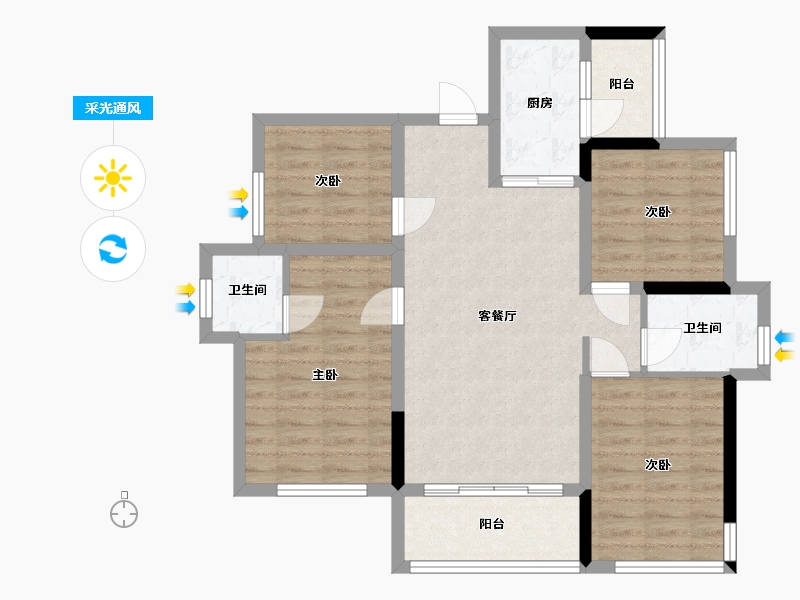 四川省-南充市-紫御天成-95.00-户型库-采光通风