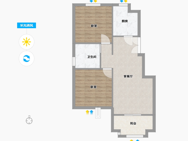 天津-天津市-荣盛锦绣学府-61.91-户型库-采光通风