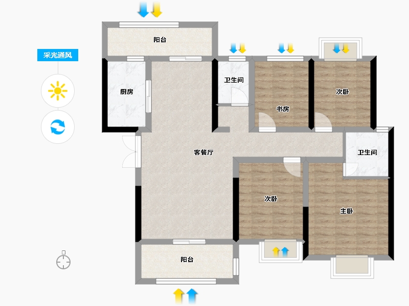 湖南省-邵阳市-邵东一号-112.80-户型库-采光通风