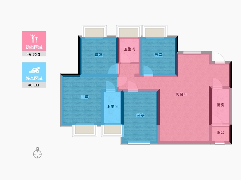 四川省-成都市-隆鑫印象东方-90.40-户型库-动静分区