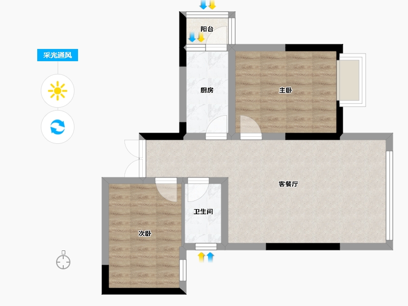 陕西省-安康市-紫邑新城-59.98-户型库-采光通风