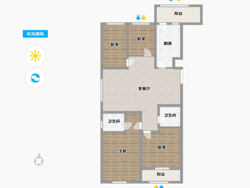 山西省-吕梁市-清熙嘉苑-130.40-户型库-采光通风