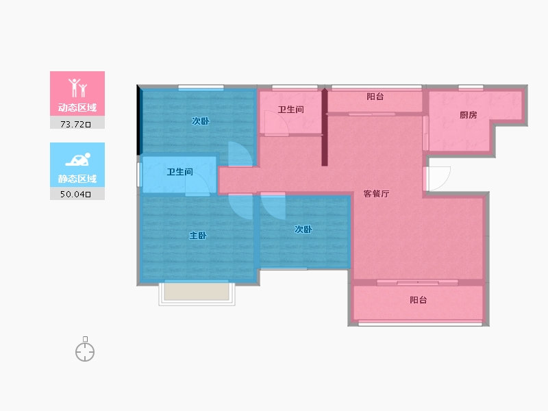 河南省-新乡市-绿茵河畔1号楼1单元-111.64-户型库-动静分区