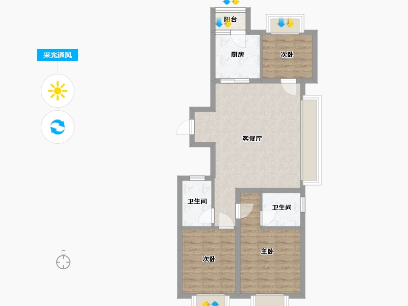 云南省-昆明市-保利和光屿湖-78.00-户型库-采光通风