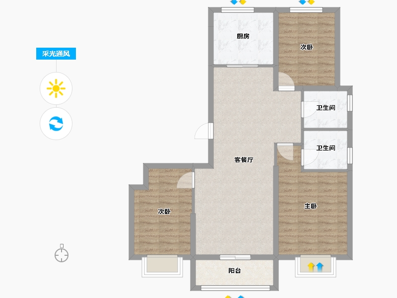 山西省-吕梁市-绿城广场-109.24-户型库-采光通风