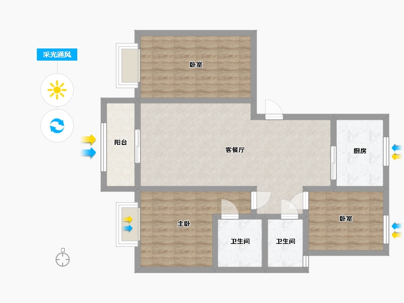 山东省-菏泽市-东明金座小区-119.00-户型库-采光通风