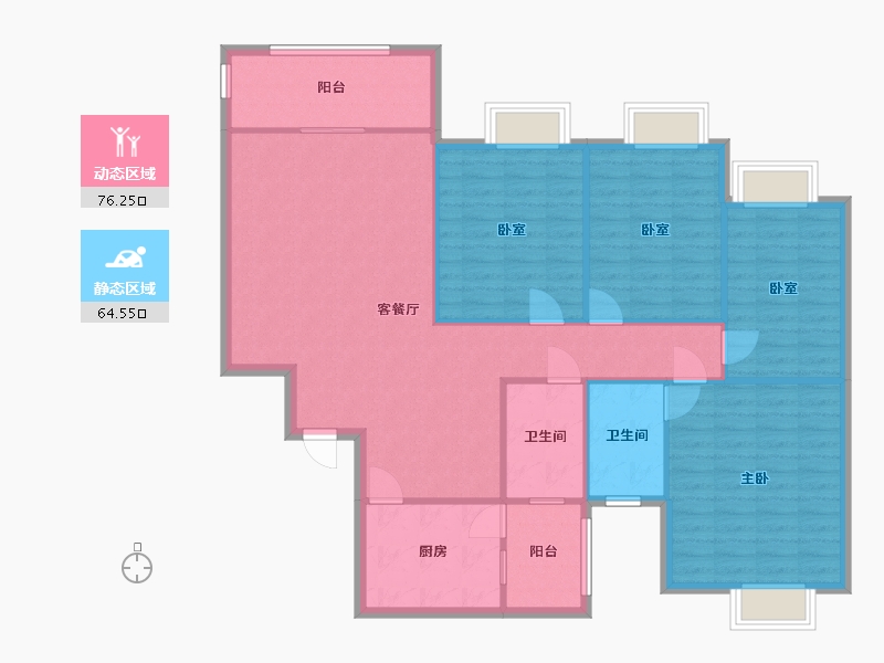 四川省-成都市-天府名居-金沙江苑-135.20-户型库-动静分区