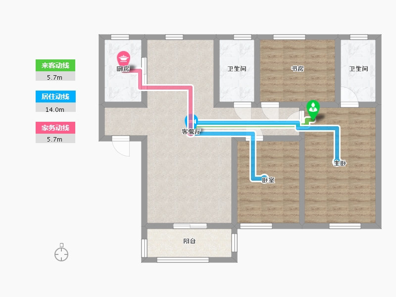 陕西省-宝鸡市-城虢和院-104.79-户型库-动静线