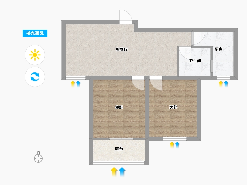 上海-上海市-金沁苑-北区-56.31-户型库-采光通风