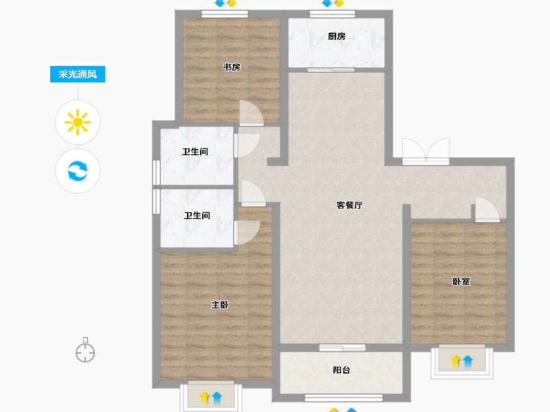 河北省-邢台市-中央公元-95.00-户型库-采光通风