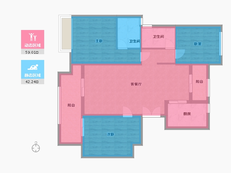 重庆-重庆市-金科中央公园城二期北地块-90.29-户型库-动静分区