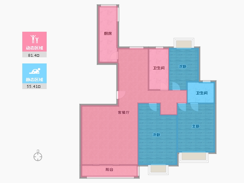 山东省-济南市-鲁能领秀城-九区-135.56-户型库-动静分区