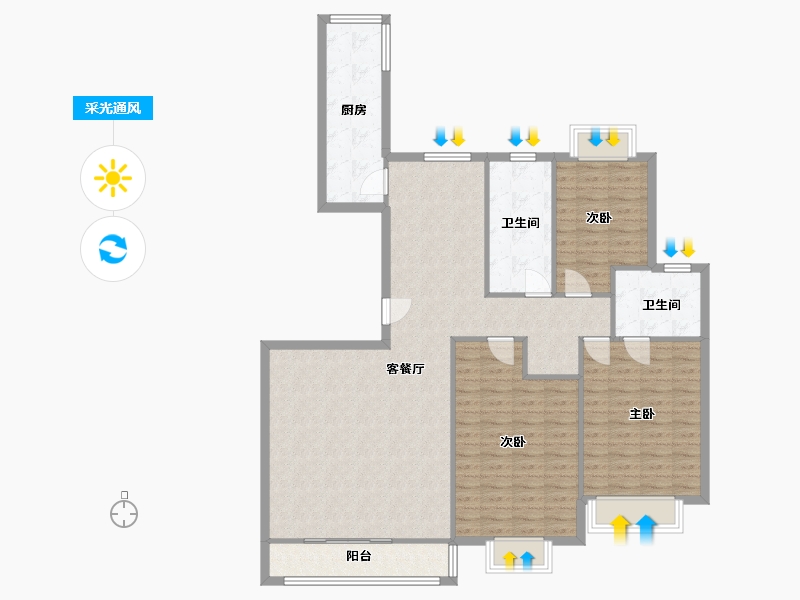 山东省-济南市-鲁能领秀城-九区-135.56-户型库-采光通风