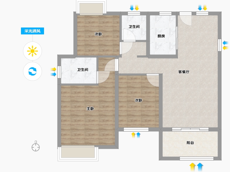 江西省-南昌市-新建城-86.88-户型库-采光通风