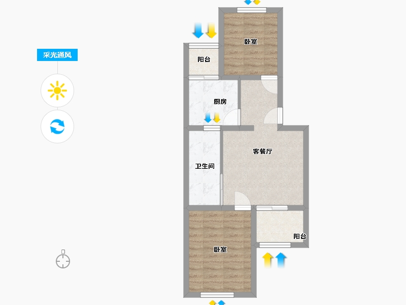 北京-北京市-南十里居-54.46-户型库-采光通风