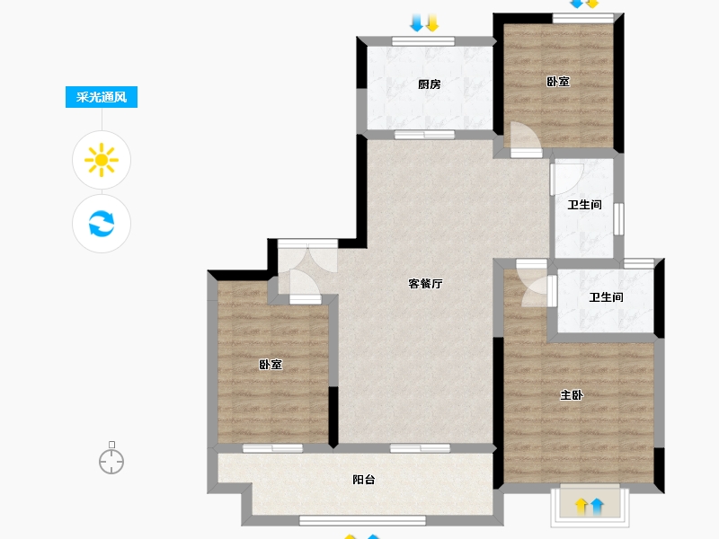 河南省-洛阳市-建业江山赋-98.88-户型库-采光通风