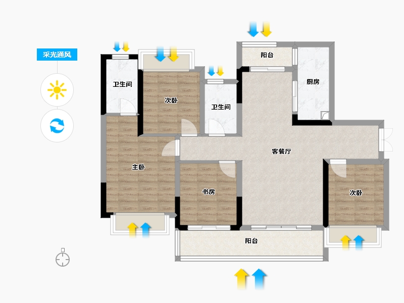 四川省-达州市-铁投莲花府邸-99.20-户型库-采光通风