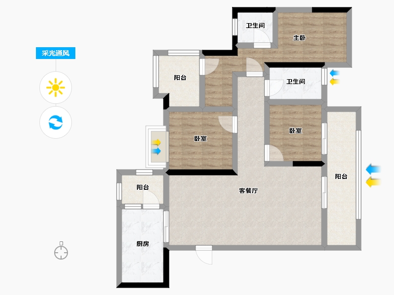 四川省-南充市-明宇凤悦台-89.60-户型库-采光通风