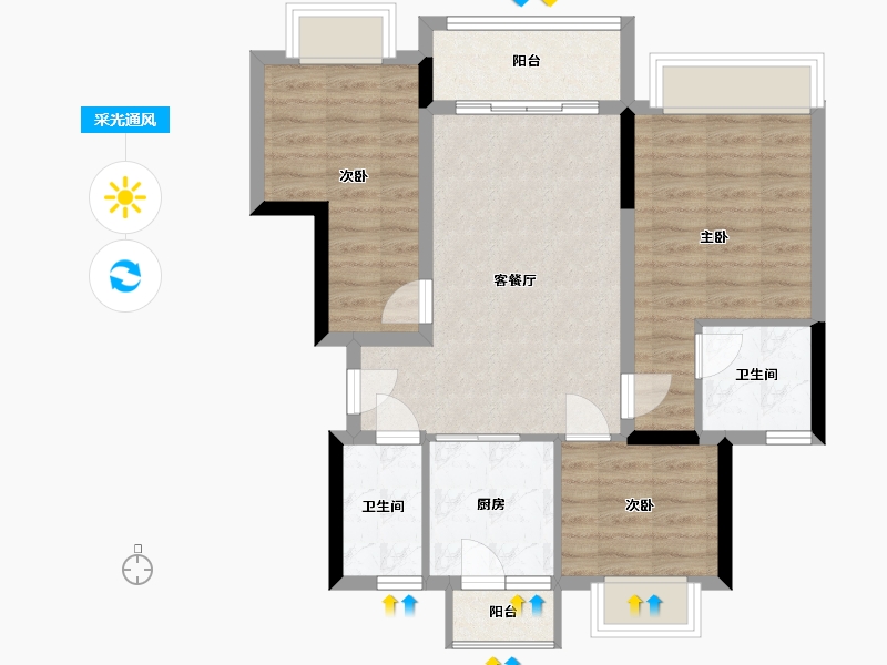 四川省-成都市-丽府兰台-75.04-户型库-采光通风