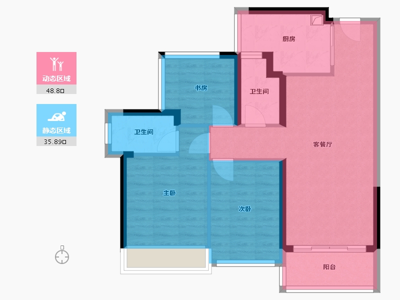 海南省-海口市-龙光玖悦台-76.60-户型库-动静分区