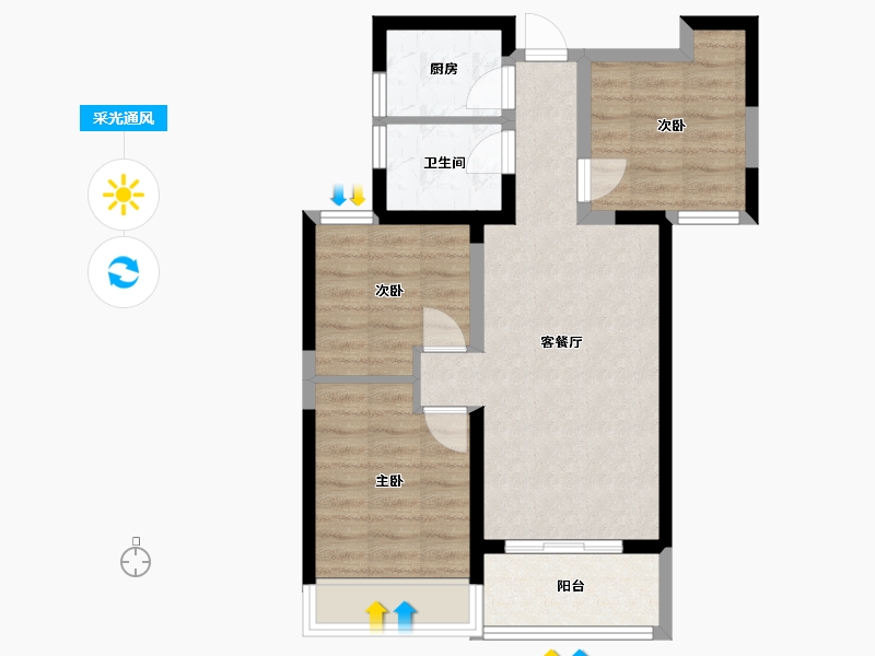 河南省-郑州市-名门橙邦-70.00-户型库-采光通风