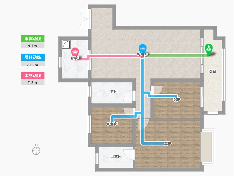 湖北省-荆州市-吾悦华府-101.47-户型库-动静线